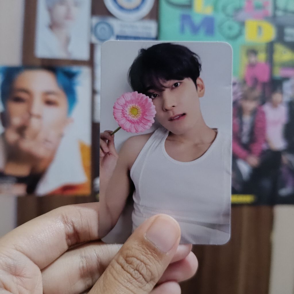 Photocard Wonwoo 17 right here carat ver gigit bibir bunga seventeen jeonghan hoshi jun