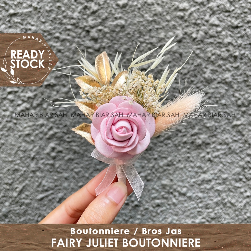 RS FAIRY Juliet Boutonniere / bros bunga kering / bunga jas / bros bunga jas / dried flowers
