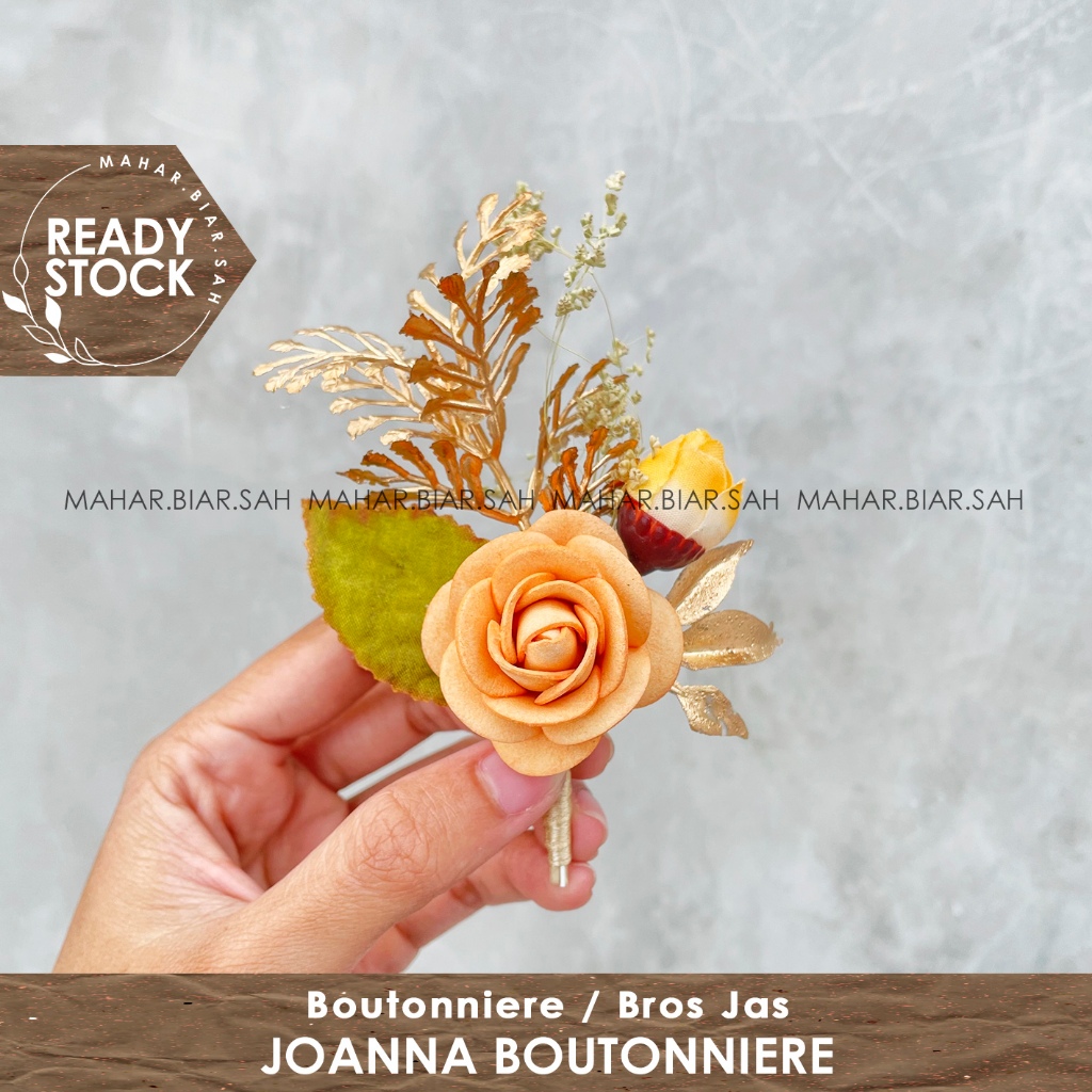 RS JOANNA ORANGE Boutonniere / bros bunga kering / bunga jas / bros bunga jas / dried flowers