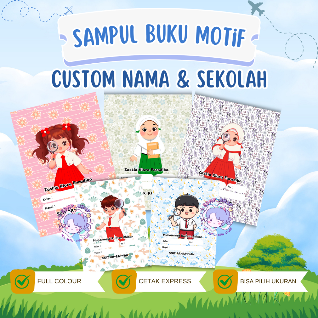 

SAMPUL BUKU MOTIF CUSTOM NAMA/SEKOLAH