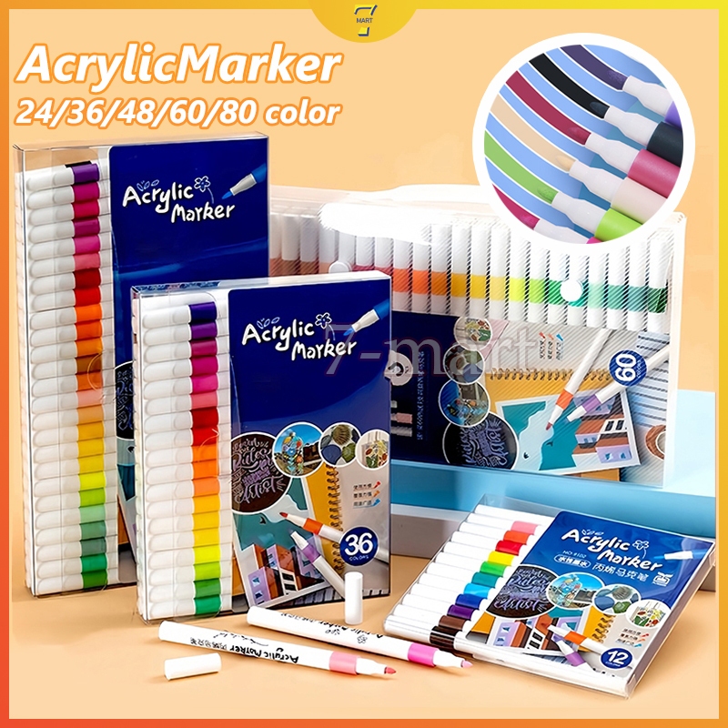 

Akrilik Marker Set 60/80 Colors Spidol Acrylic Marker for DIY Painting and Drawing Cepat Kering Tahan Air Color Pen