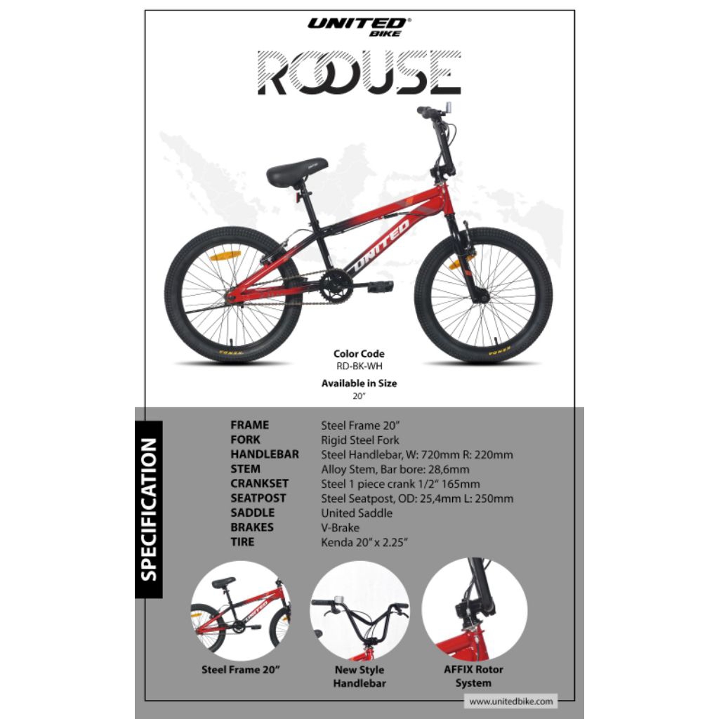 SEPEDA BMX 20" UNITED ROOUSE NEW ORIGINAL