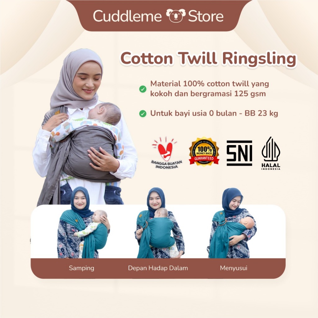 CuddleMe RingSling Cotton Twill Gendongan Bayi / Gendongan Geos Sling / Big Sale