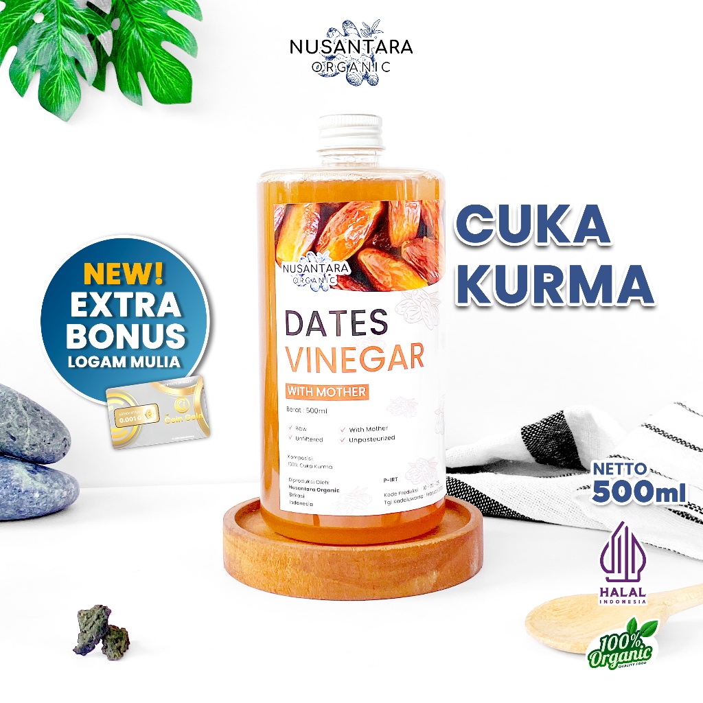 

Nusantara Organic Cuka Kurma Murni Asli Organik Buah Dates Vinegar With Mother Sehat 500ml