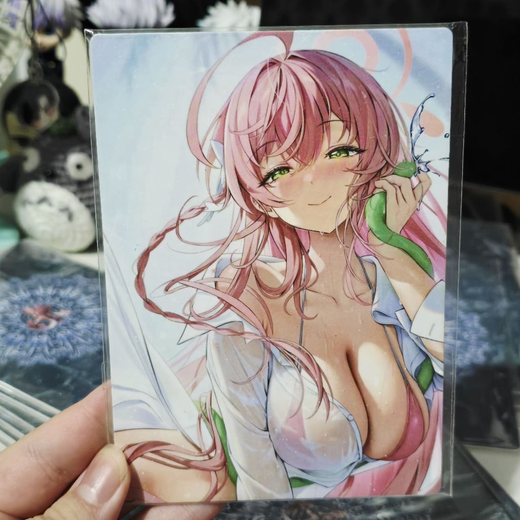 Urawa Hanako Kartu A6 Waifu Swimsuit Party Collection Glittery Tebal Card - Blue Archive