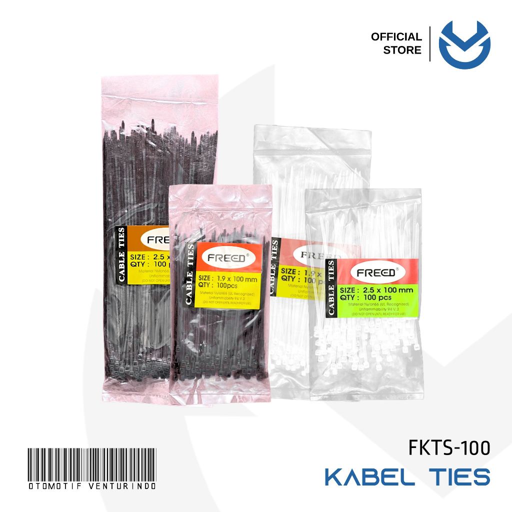 

OV Kabel Ties Hitam/Putih Ukuran 1,7mm x 10cm/15cm/20cm/25cm/30cm 1 Pack Isi 100 Pcs