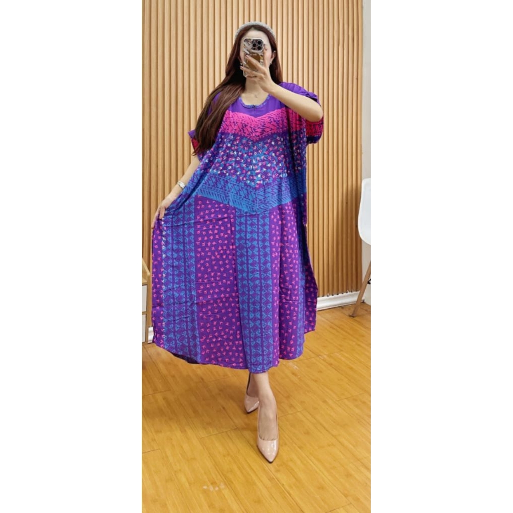 Daster model lowo bahan Rayon AJL batik cap resleting depan busui