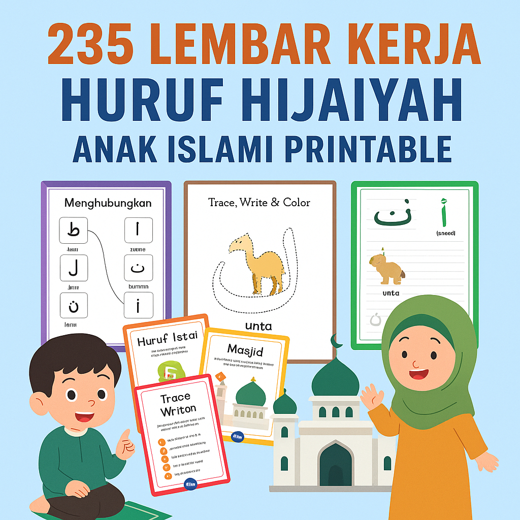 

[KC001] 235 Lembar Poster Huruf Hijaiyah - Lembar Kerja Islami - Format P D F