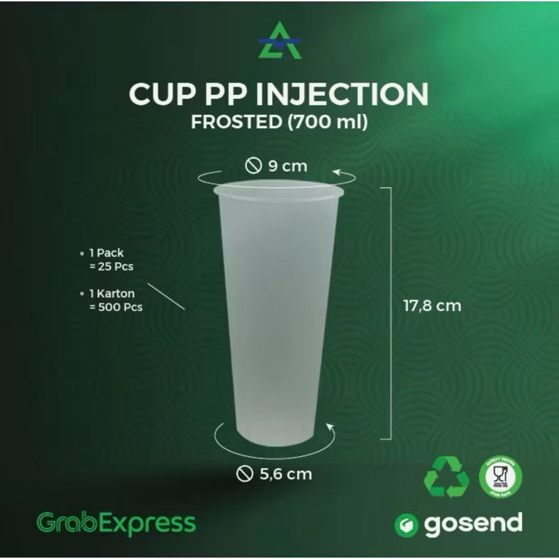 Injection 22oz Flat (Cup Plastik / Gelas Plastik) Bahan Tebal