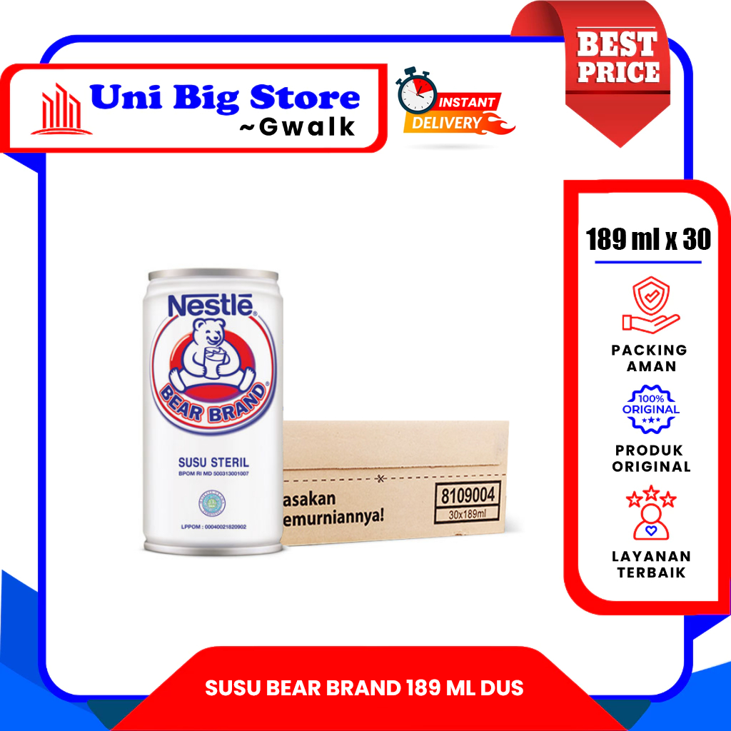 

NESTLE SUSU BEAR BRAND STERILIZED MILK DUS - (189 ml x 30 pcs)