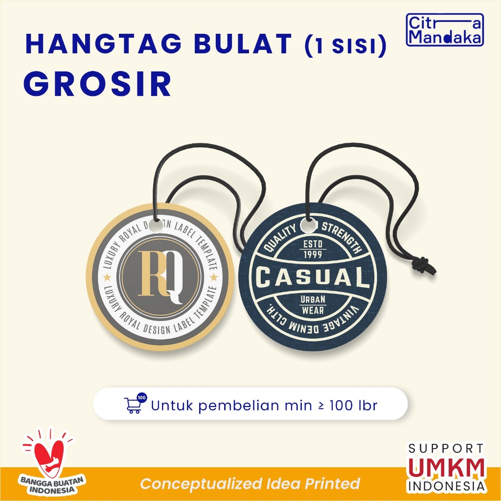 

Hang Tag Bulat Custom 1 Sisi Grosir A3 | HangTag Baju Free Design | Tag baju | Hang Tag Akesoris Produk Thank you Olshop