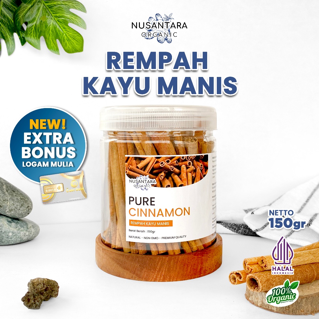 

Nusantara Organic Kayu Manis Asli Ceylon Utuh Stick Aromatic Rempah Kualitas Unggul 150gr