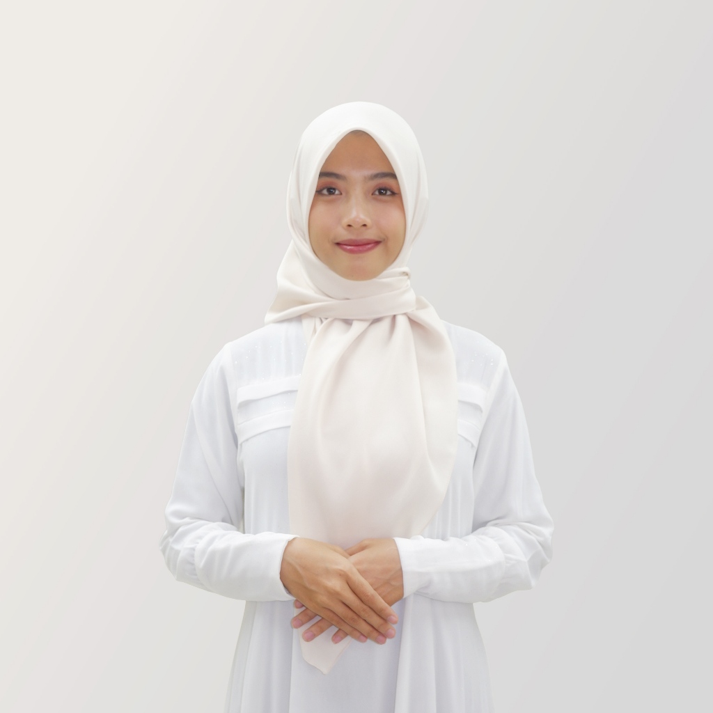 HYRA Kerudung Voal Hijab Segiempat Polos Kelim Warna Butter