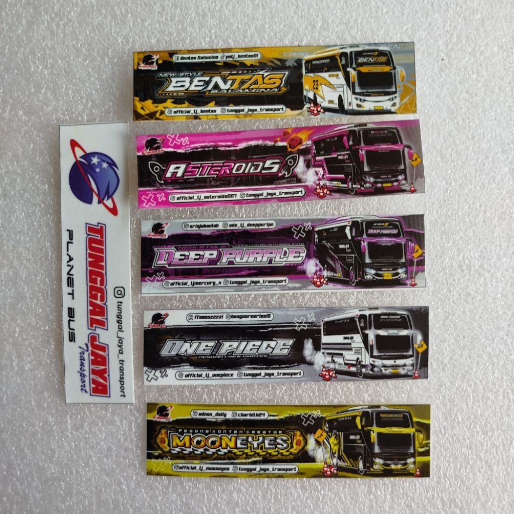

6 Stiker Bus Artis TJ edisi JB3 DEEP PURPLE, ASTEROID, ONEPIECE, BENTAS, MOONEYES