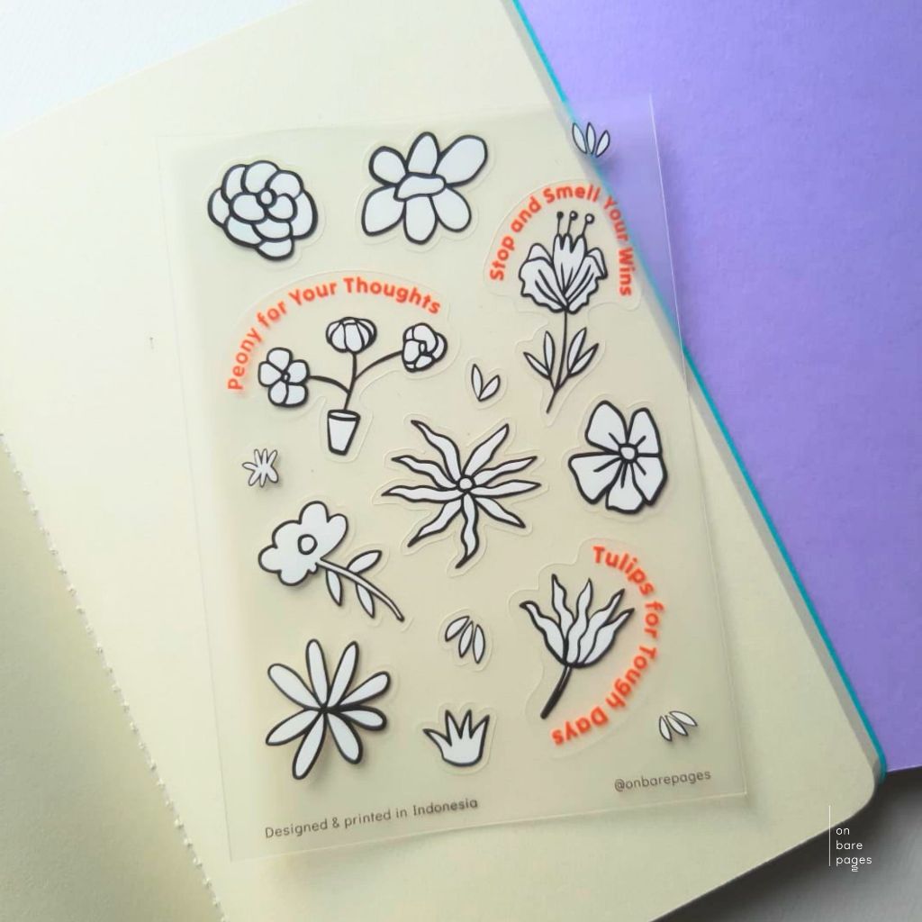 

On Bare Pages sticker transparan peony for your thoughts - sticker laptop jurnal tumbler