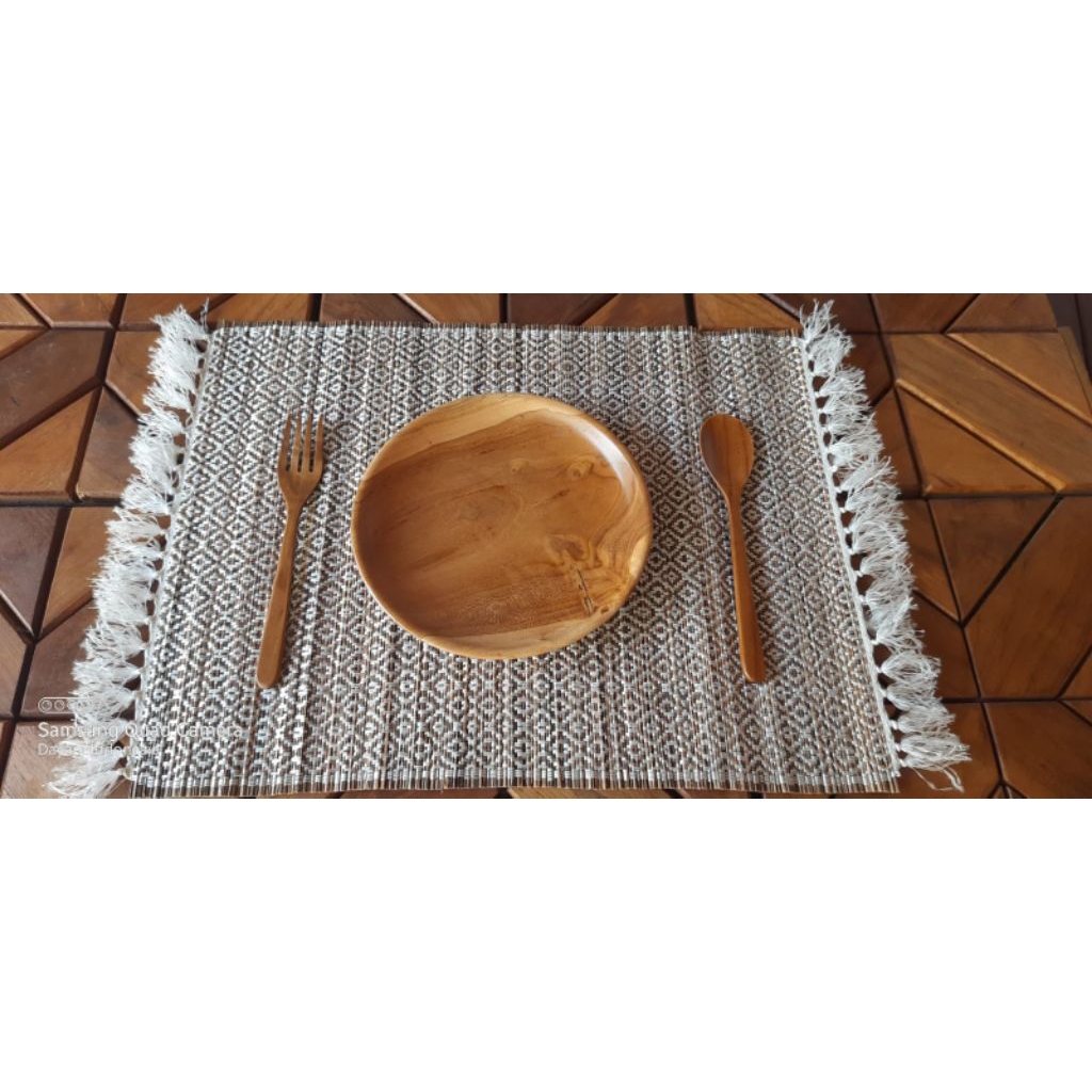 Placemat Tenun Lidi/Tatakan Piring Alas Foto/Taplak Meja Kecil Placemat/Taplak Meja Tenun Lidi/Place