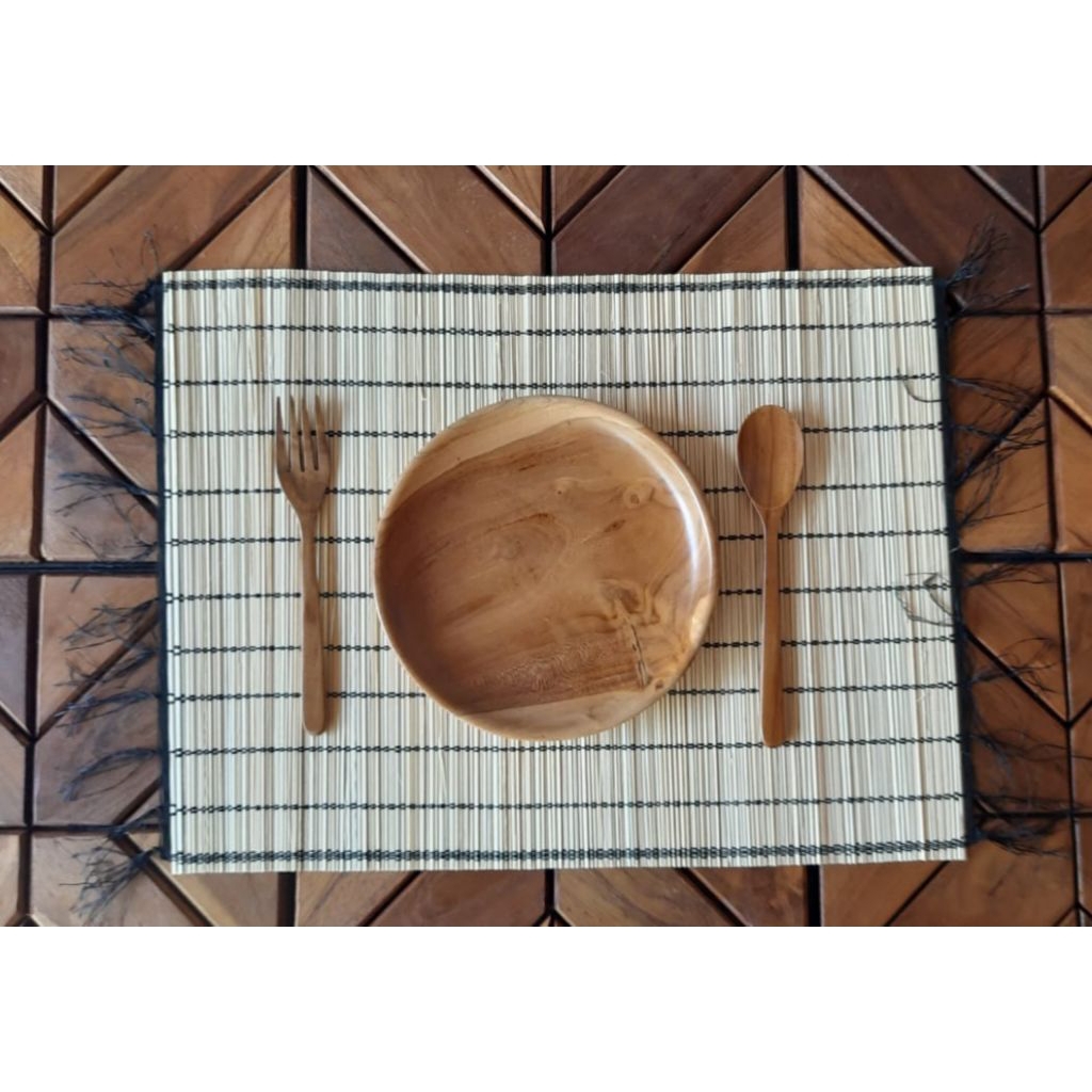 Placemat Tenun Lidi/Tatakan Piring Alas Foto/Taplak Meja Kecil Placemat/Taplak Meja Tenun Lidi/Place