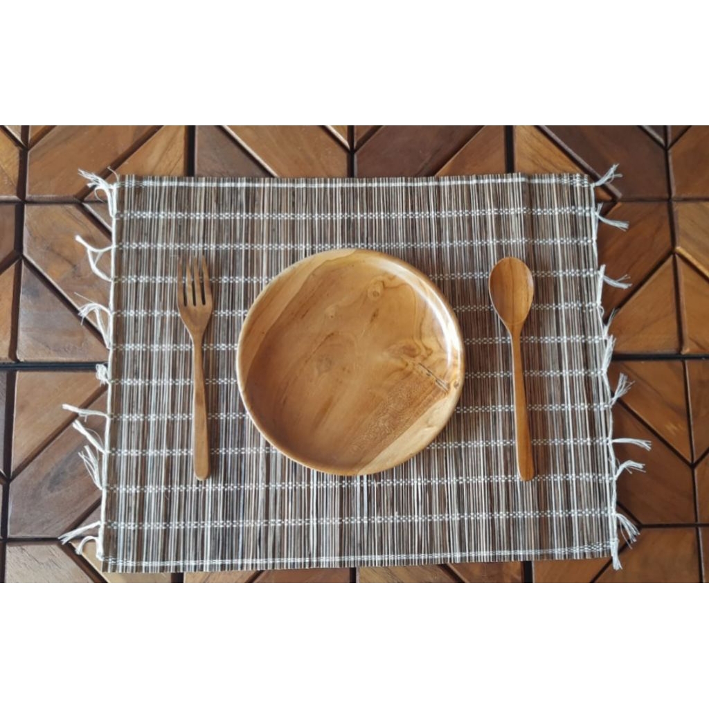 Placemat Tenun Lidi/Tatakan Piring Alas Foto/Taplak Meja Kecil Placemat/Taplak Meja Tenun Lidi/Place