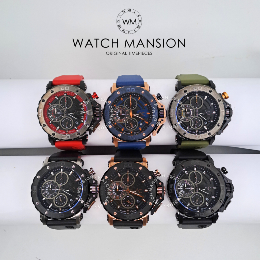 JAM TANGAN PRIA ALEXANDRE CHRISTIE 9205 AC 9205 AC9205 ANALOG RUBBER STRAP ORIGINAL GARANSI FREE BAT
