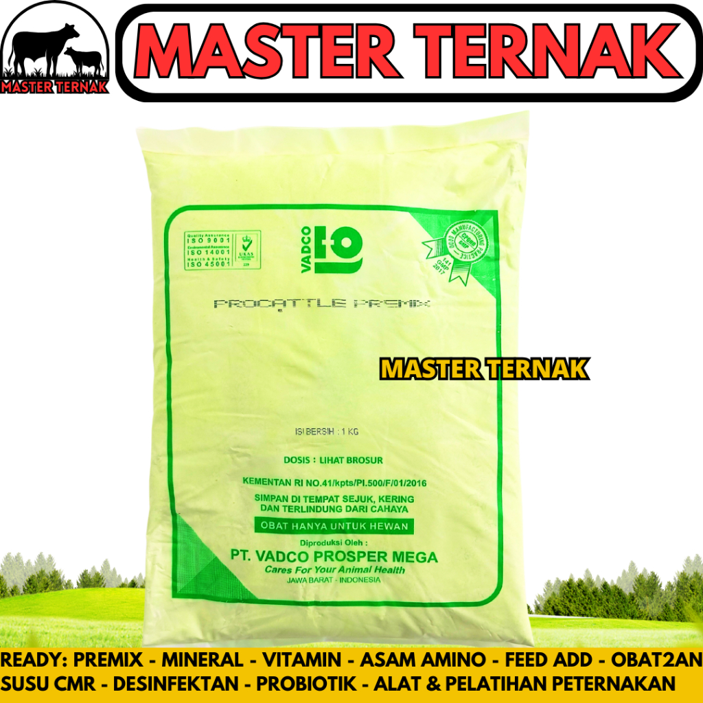 PROCATTLE PREMIX 1 Kg VADCO - PRO CATTLE Premix VADCO Vitamin Mineral Sapi Potong Perah Kambing