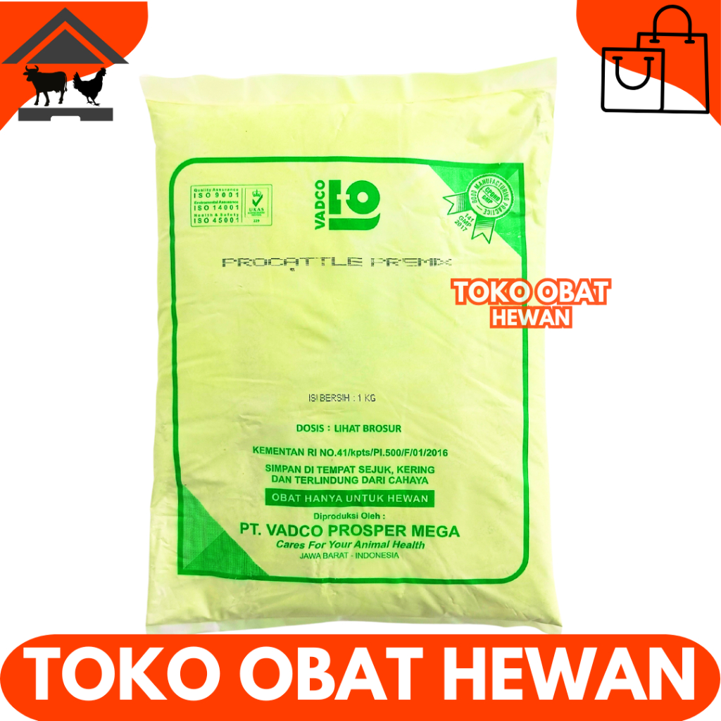 PROCATTLE PREMIX 1 Kg VADCO - PRO CATTLE - Premix Vitamin Mineral Sapi Kambing Domba Potong Pedaging