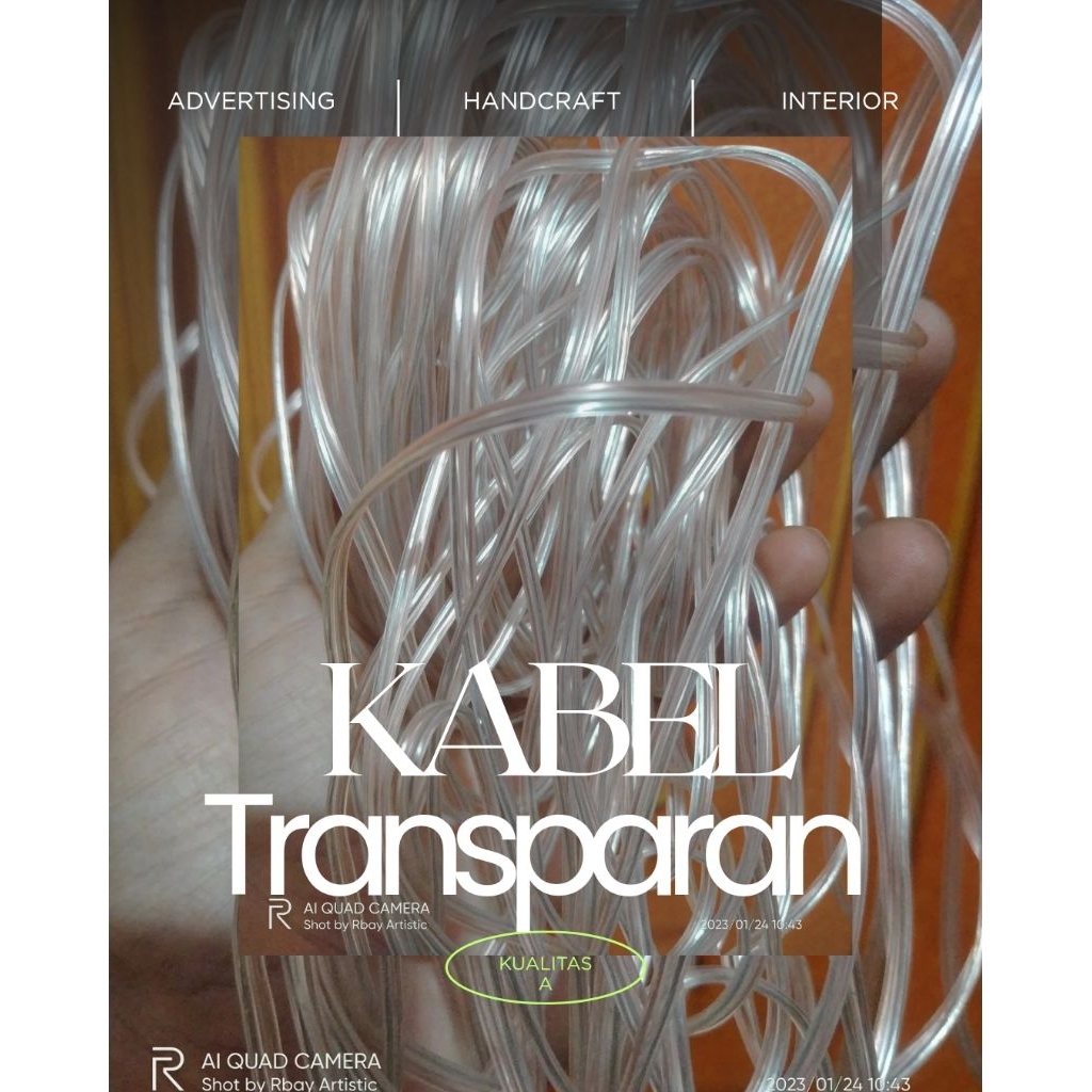 Kabel Kecil AWG Putih Transparan 2x10 Serabut Tembaga Murni Neonflex LED