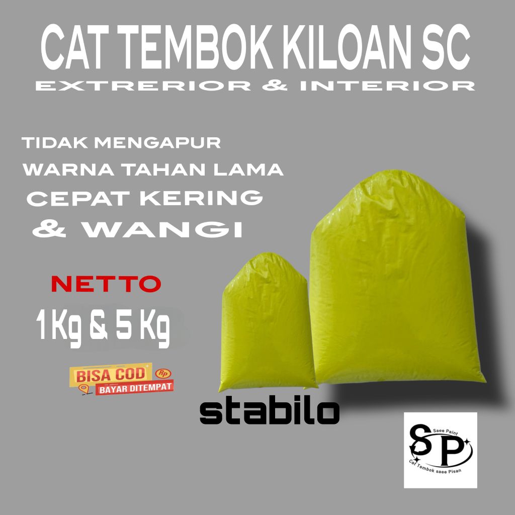 Cat Tembok kiloan murah kualitas SC Warna Hijau Stabilo muda / Hijau Pucuk by SAEE PAINT