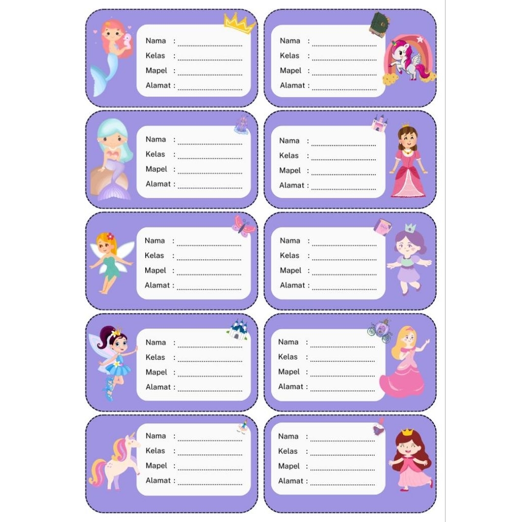 

stiker mata pelajaran fairy