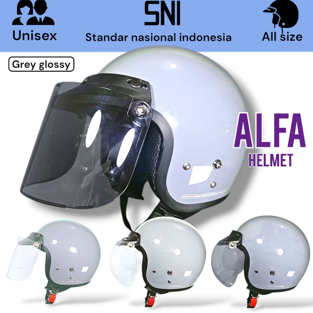 Helm Retro Cargloss / Helm Model Cargloss Dewasa #GREY GLOSSY #COWO CEWE DEWASA || FREE VISOR