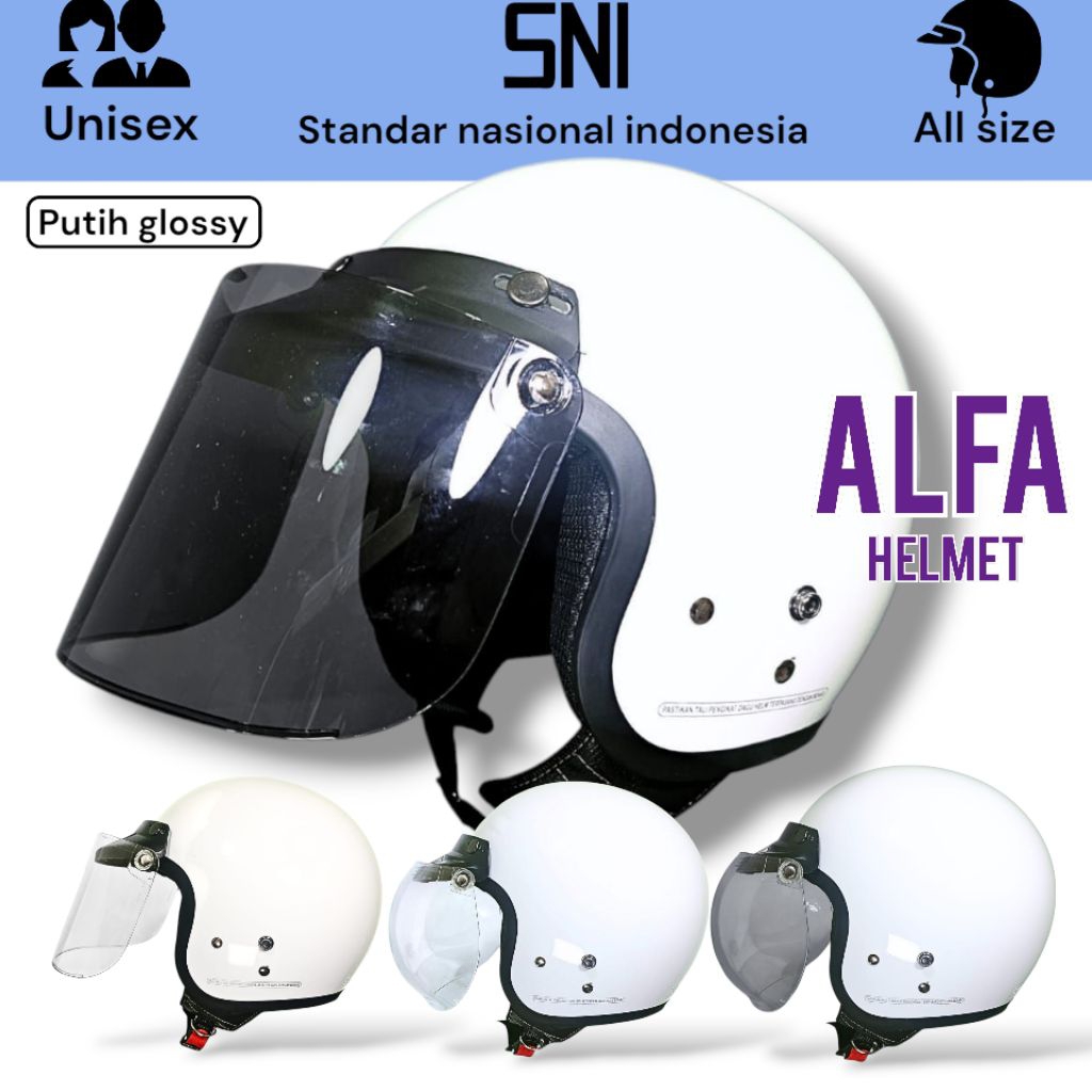 Helm Retro Cargloss / Helm Model Cargloss Dewasa #PUTIH GLOSSY #COWO CEWE DEWASA || FREE VISOR
