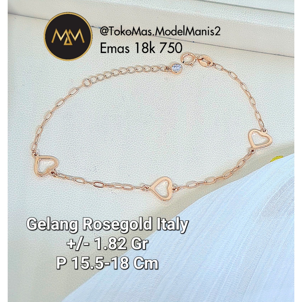 Gelang Triple Love Italy Au Rosegold 750 kadar 18k