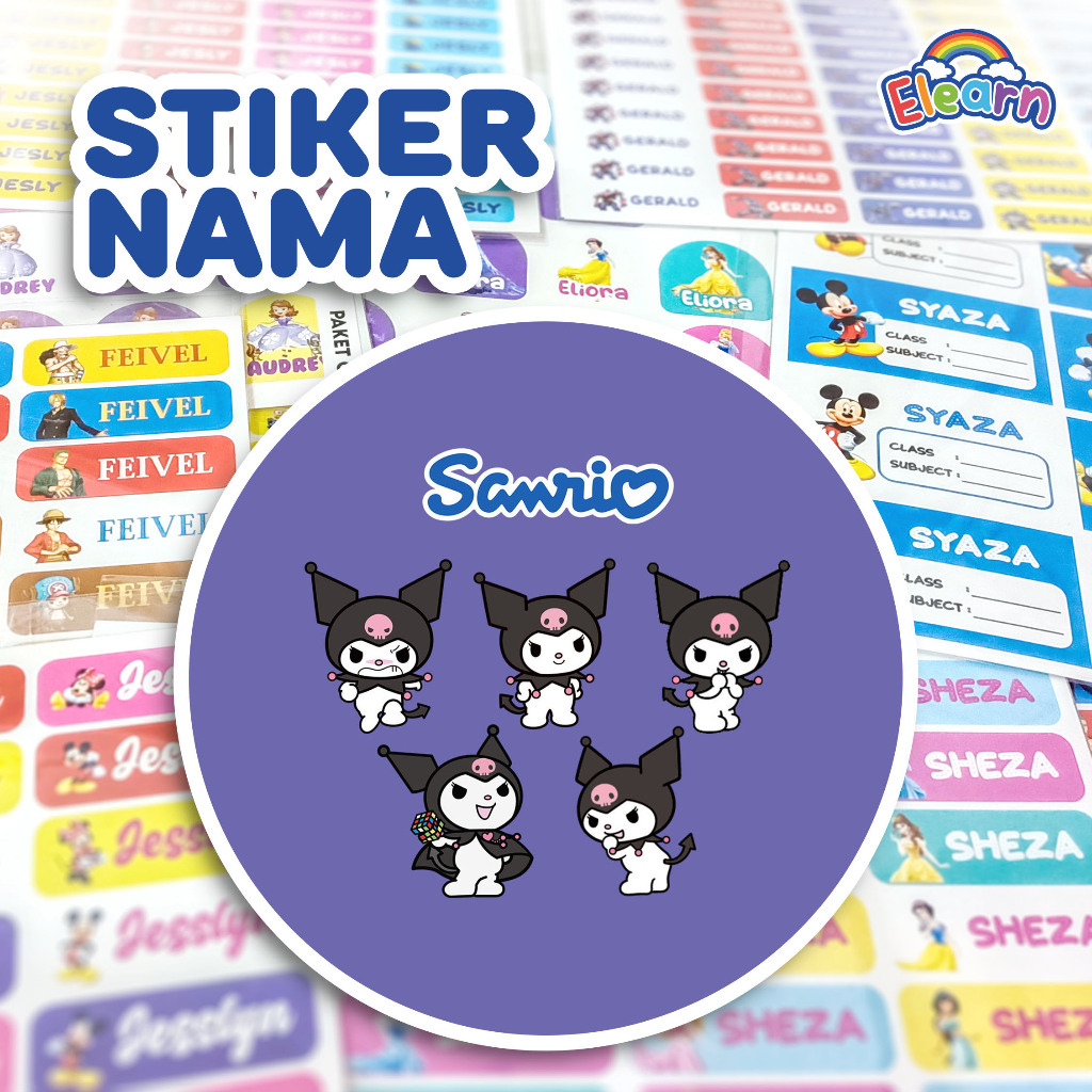 

Sticker Nama Anak Lucu/ Sticker Nama Unik/ Sticker Nama Custom Sanrio Kuromi (KRM-01)