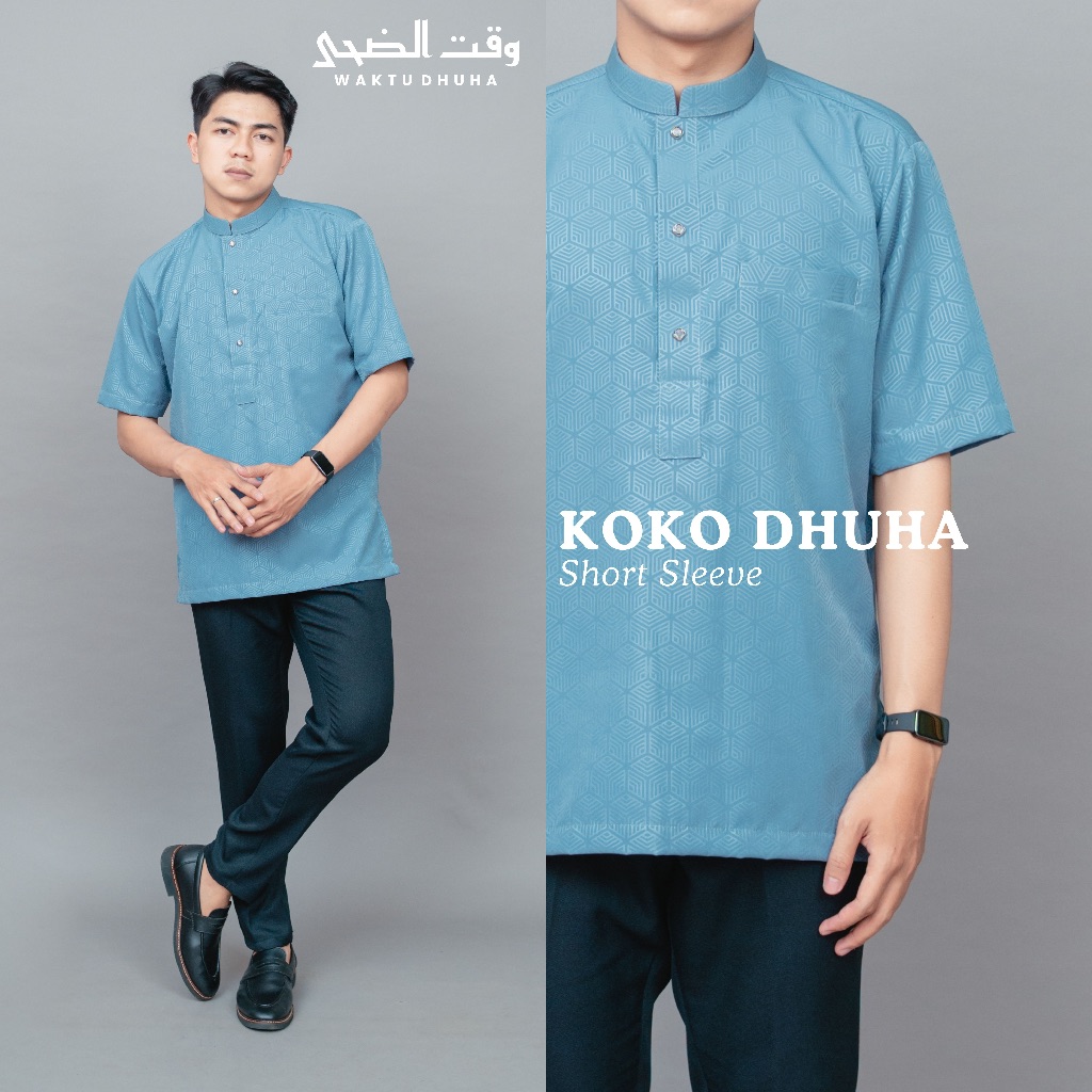 WAKTU DHUHA - Pakaian Muslim Baju Atasan Muslim Pria Dewasa Lengan Pendek Koko Dhuha