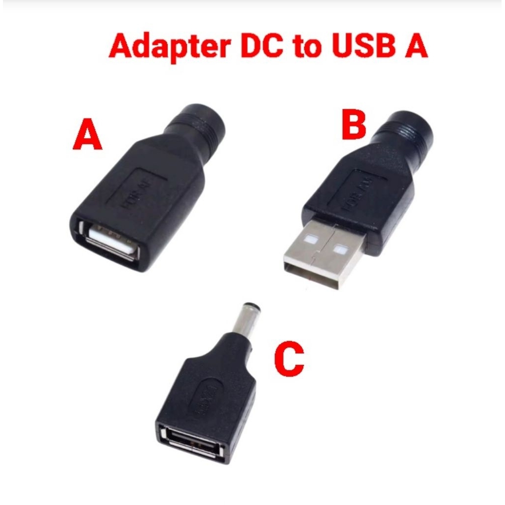 Adapter converter series konektor  power supply charger port USB A to port DC Female dan male