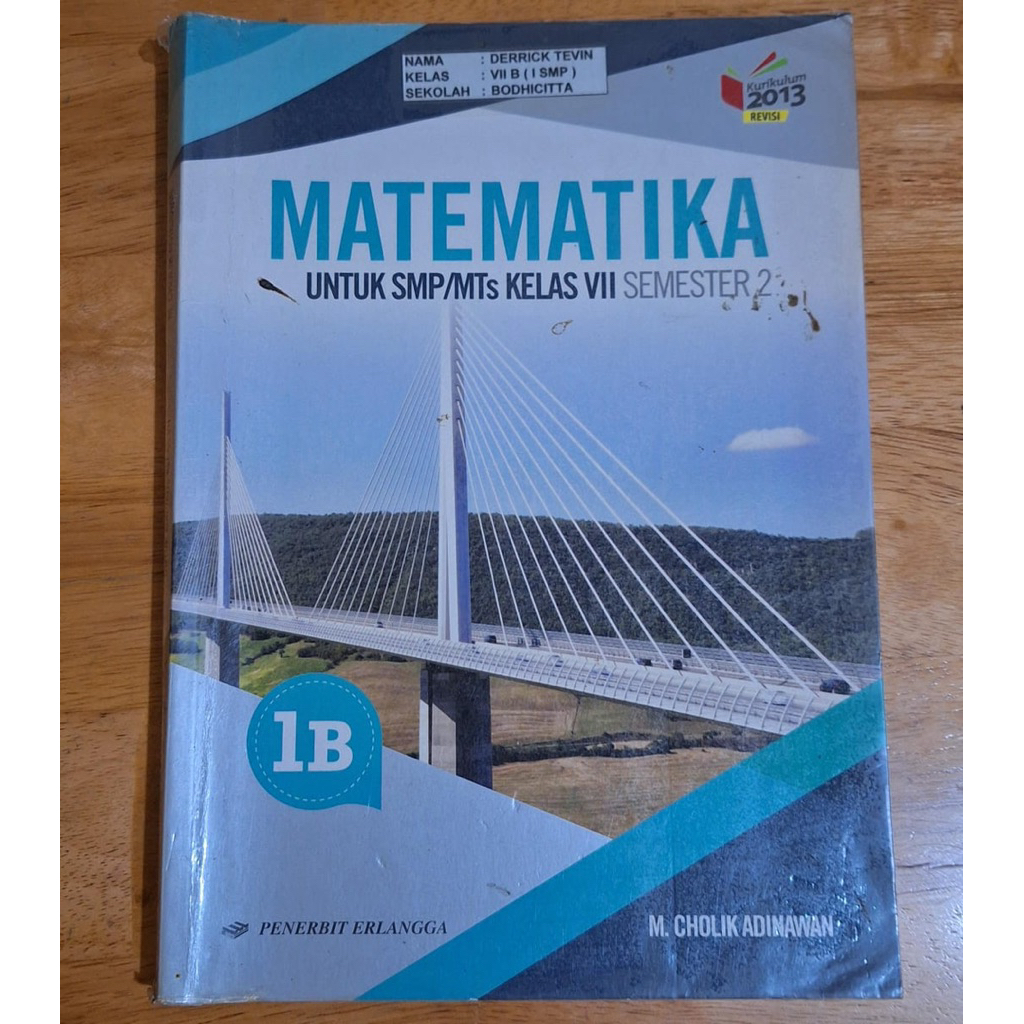 MATEMATIKA SMP KELAS 1-7B ERLANGGA II Bekas
