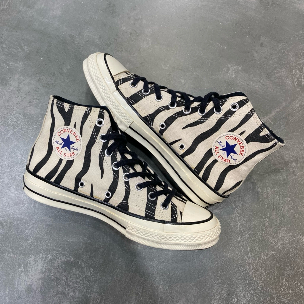 Limited Rare Converse Chuck Taylor All Star 70s Hi Animal Print Zebra Non Egret (163408C), Harga Bar