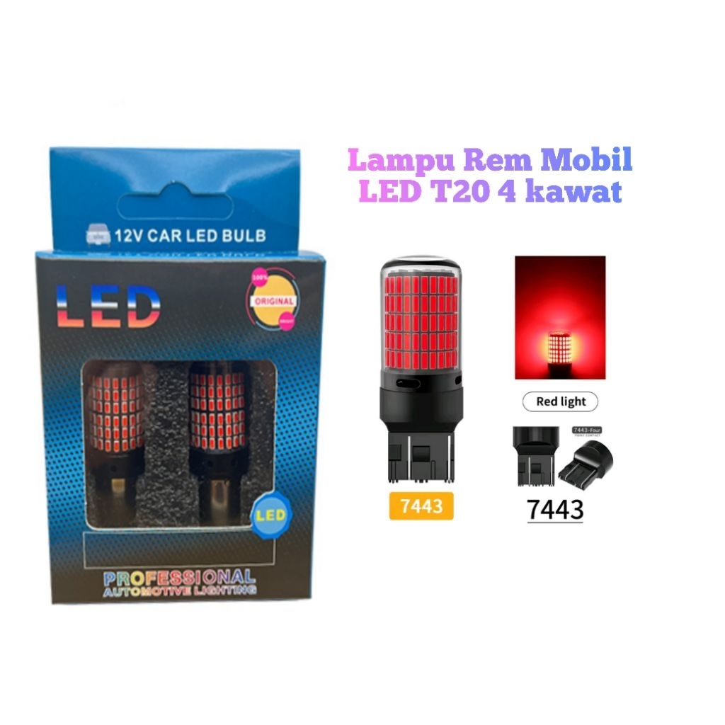 Lampu LED T20 7443 Lampu rem mobil 144smd