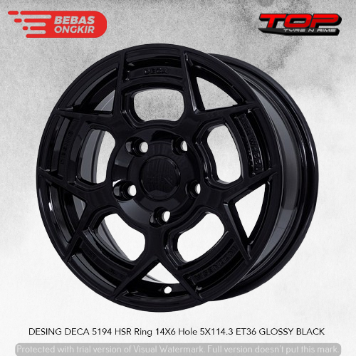 Velg Mobil Lubang 5 Buat Grandmax Luxio Warna Hitam HSR DESING DECA R14