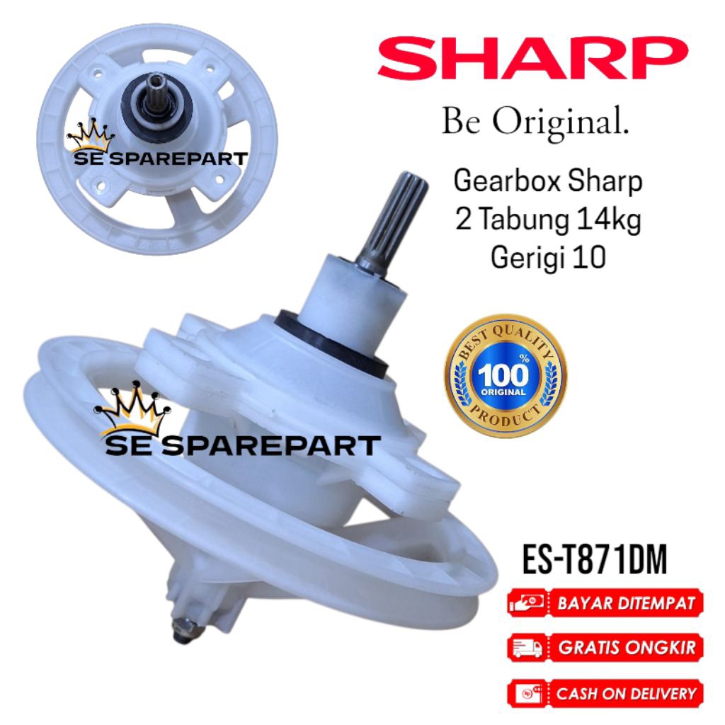 ES-T871DM GEARBOX MESIN CUCI SHARP 2 TABUNG 14KG GIGI 10