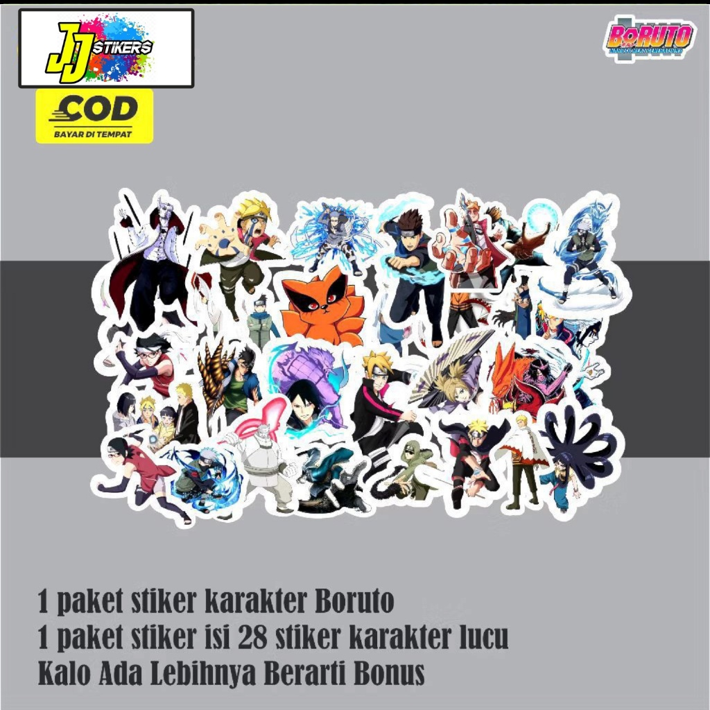 

Stiker Anime Karakter Boruto bahan Vinyl Waterproof Sticker Helm Buku Laptop