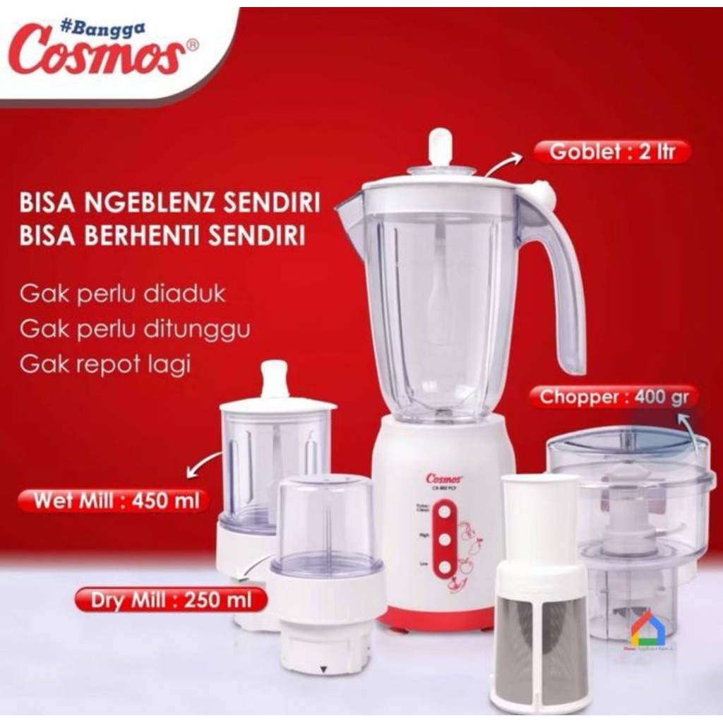 Blender Otomatis Berhenti Sendiri Cosmos CB-802 PCF Blenz Series  5-in-1 Juicer & Chopper Daging 2L