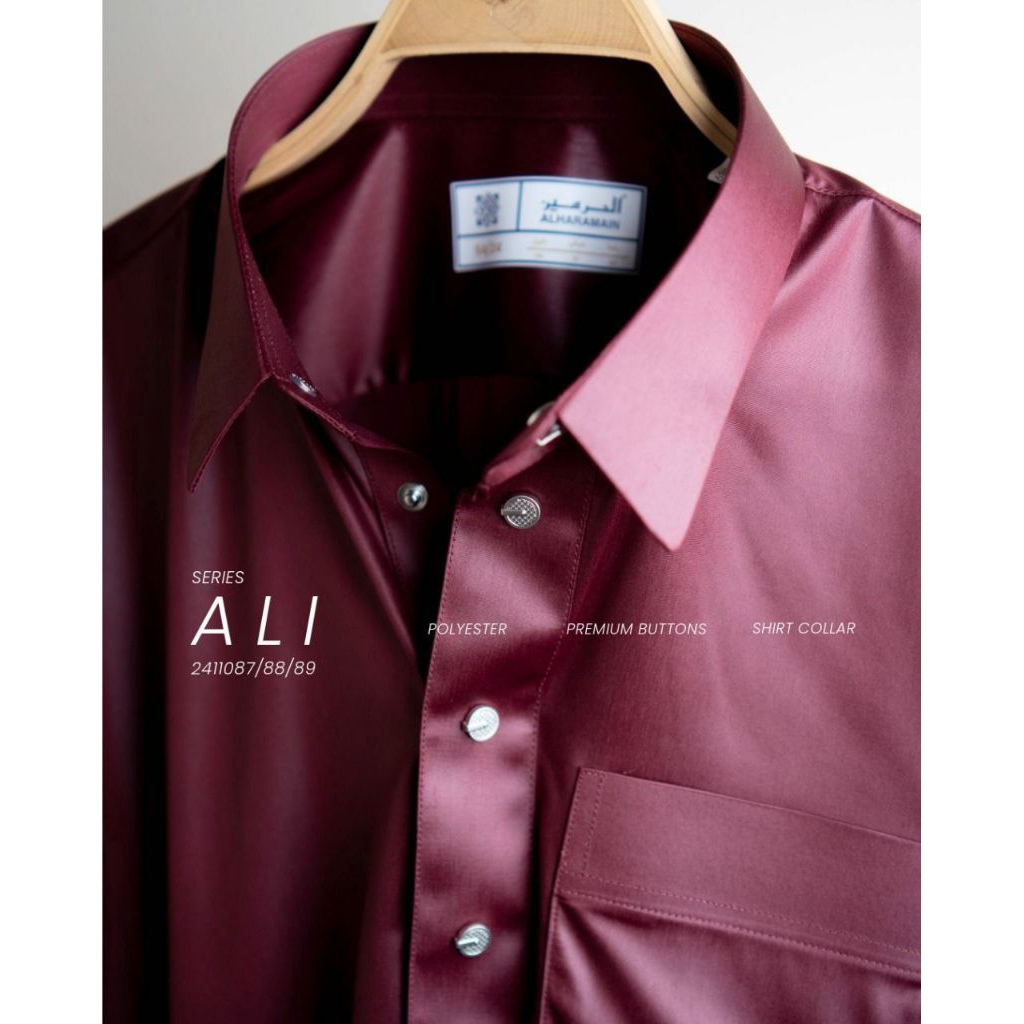 JUBAH AL HARAMAIN KERAH KEMEJA LENGAN MANSET BAHAN POLYESTER