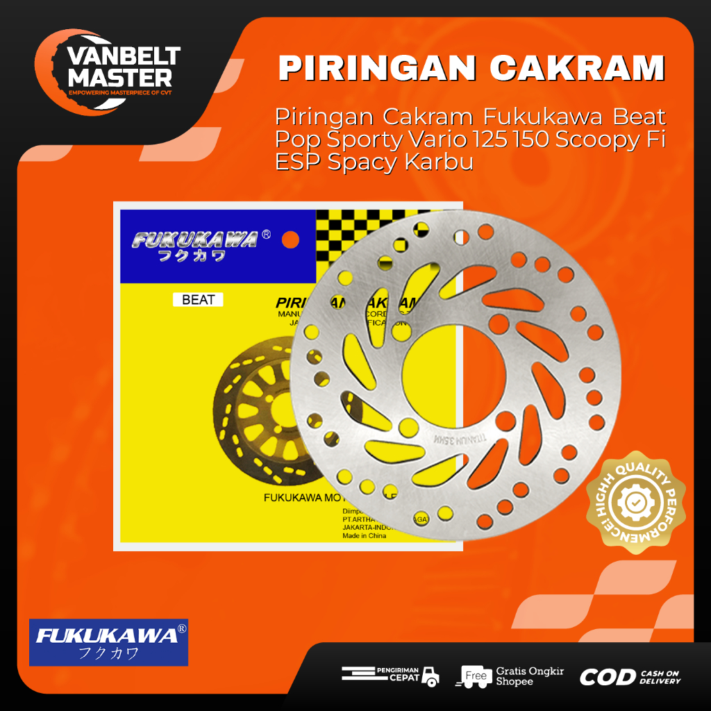 Fukukawa Piringan cakram disc brake Honda Beat Vario Scoopy Genio Deluxe Spacy 110/125/160