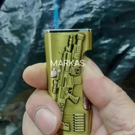 Korek Api Gas Las Motif Senapan Serbu AK 47 3800 - Api Biru Windproof