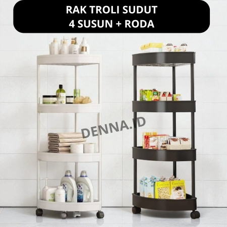 [Denna.id] Rak Sudut dapur 4 Tingkat Rak Sudut 4 Susun Kamar Mandi - Rak Serbaguna untuk di sudut Ka