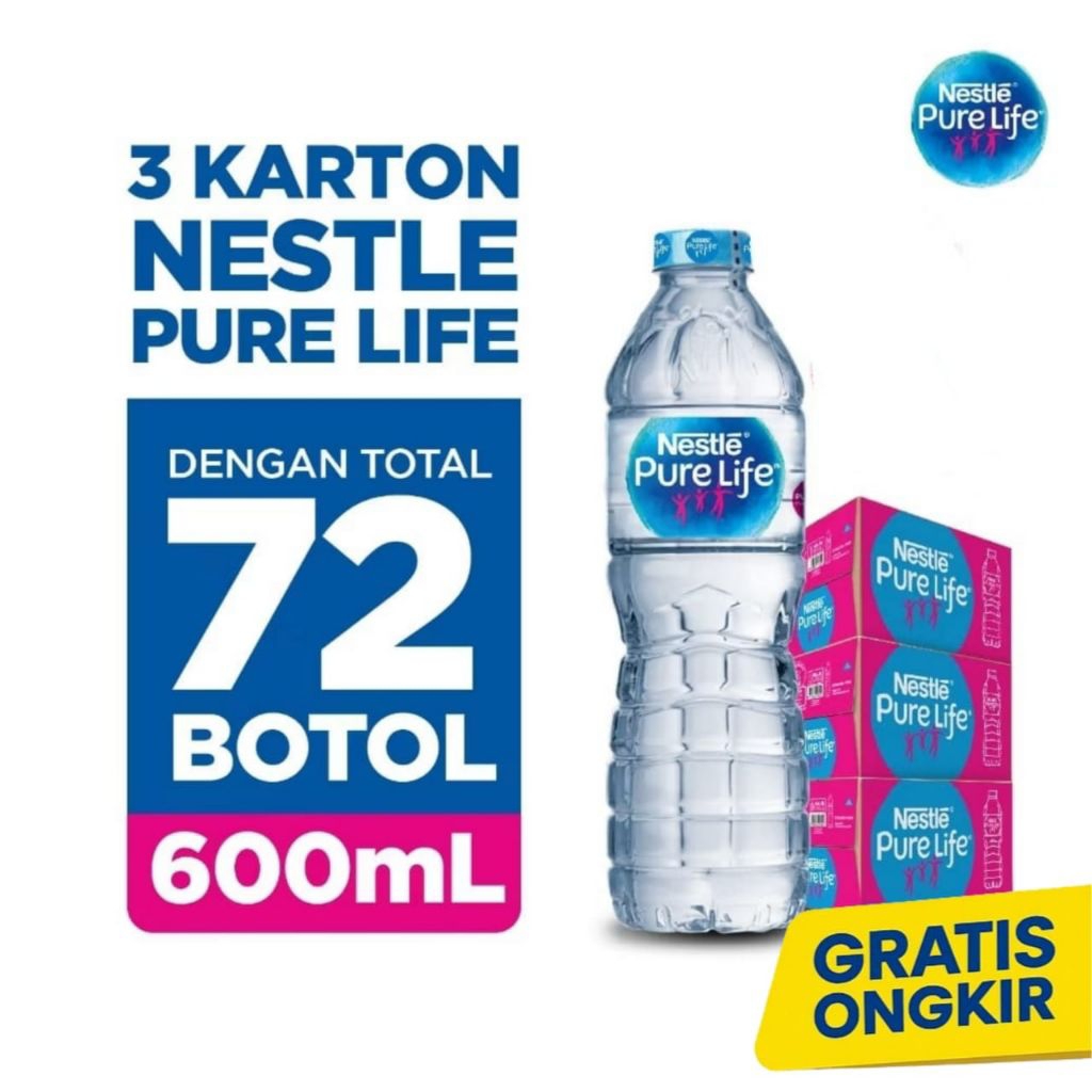 

Nestle Pure Live 600ml Air Minum Kemasan Botol Nestle 3 dus isi 72 bo