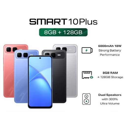 Infinix Smart 10 Plus 8/128GB - Up to 16GB Extended RAM - 6.67 inch 120Hz HD+ - T7250 - 6000 mAh