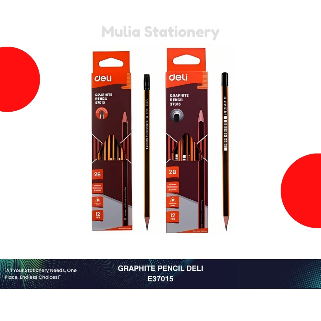 

(12 pcs) Graphite Pencil DELI E30715 | 2B Graphite Pencil DELI E37015 | Graphite Pencil Deli | Alat Tulis Sekolah | Perlengkapan Sekolah