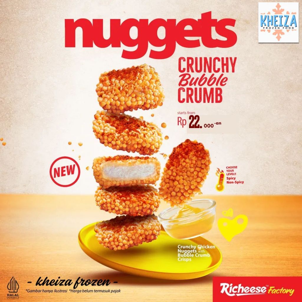 

RICHEESE Nugget Crunchy Bubble - Naget Ayam Crispy Bubble 125gr 250gr 500gr - Kheiza Frozen