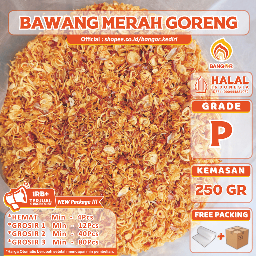 

MERAH-P [ 250 Gr ] Bawang Merah Goreng / Brambang Goreng, Premium, Refill